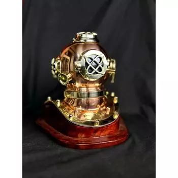 Элегантный шлем для подводного плавания из меди и латуни | Мини-шлем для подводного плавания | Ретро-морской головной убор для любителей океана | Идеально подходит для домашнего декора