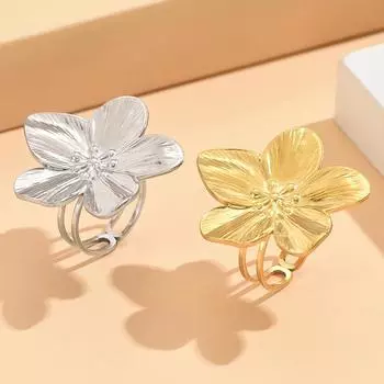 Элегантный сплав большой цветок кольца для женщин золото серебро цвет открытый палец ювелирные изделия свадьба ее подарок панк серебряный