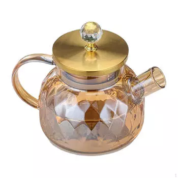 Элегантный стеклянный кувшин с гладкой крышкой из нержавеющей стали и удобной ручкой для охлажденных теплых напитков 19.5cmx15cm