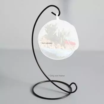 Элегантный стеллаж для выставки товаров корзины формы луны Красивая прочная стойка дисплея корзины из кованого железа для дома чёрный