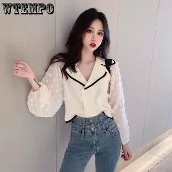 Элегантный свитер для отдыха, женский весенне-летний свитер с длинными рукавами и контрастной строчкой, свободный вязаный цельный предмет S белый