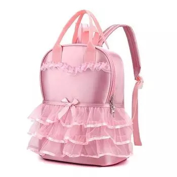 Элегантный танцевальный рюкзак с кружевом и бантом, симпатичная сумка на плечо с двумя лямками для девочек, для занятий балетом розовый
