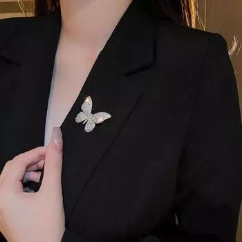 Элегантный темперамент брошь булавки для женщин блестящая бабочка корсаж свадебная вечеринка ювелирные изделия лучший подарок серебряный