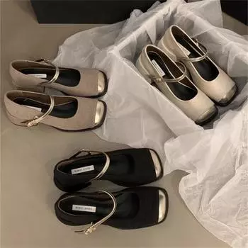 Элегантный темперамент Мэри Джейн Сяо Сянфэн Туфли на высоком каблуке Осень и зима Пожилые туфли с чувством вечернего ветра Модные туфли 35 хаки