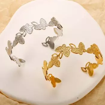 Элегантный Темперамент Открытый Браслет Ins Нержавеющая Сталь Открытый Браслет Бабочка Открытый Браслет Женщины серебряный