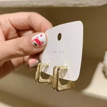 Элегантный темперамент S925 модные девушки геометрические серьги квадратные серьги гвоздики панк золотой