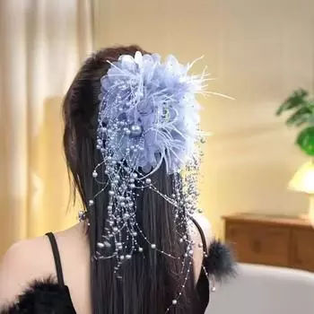 Элегантный темпераментный перо кисточка заколка для волос для женщин девочек преувеличенный большой акула заколка модные аксессуары для волос подарки 3