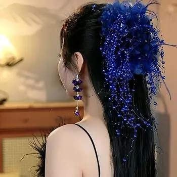 Элегантный темпераментный перо кисточка заколка для волос для женщин девочек преувеличенный большой акула заколка модные аксессуары для волос подарки 1