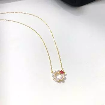 Элегантный темпераментный простой жемчужно-красный циркониевый ожерелье для женщин корейский стиль ключичная цепочка для женщин