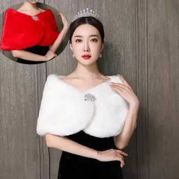 Элегантный теплый искусственный мех черный болеро свадебная шаль свадебный жакет пальто аксессуары свадебные жакеты накидка