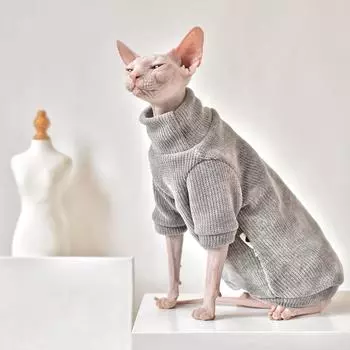 Элегантный теплый свитер для кошек, модная одежда для котенка, безволосая лысая кошка для кошек, удобное зимнее платье для кошек, одежда