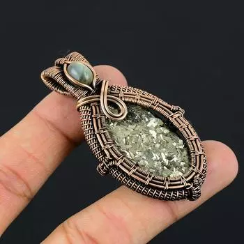 Элегантный титановый драгоценный камень Druzy Gemstone Pure Copper Wire Wrapped Handmade Pendant Jewelry 2.56 Inches зелёный
