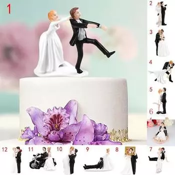 Элегантный Топпер для жениха и невесты из синтетической смолы, свадебное украшение, фигурка в подарок 8