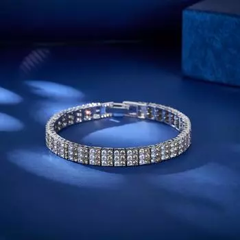 Элегантный трехрядный желто-белый круглый теннисный браслет с цирконием 17 см, роскошные ювелирные изделия жёлтый/белый