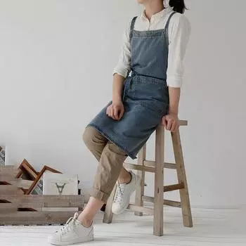 Элегантный унисекс джинсовый фартук с карманами для мужчин и женщин для кухни, готовки, садоводства, рисования, поварской униформы, передник, Прямая поставка синий