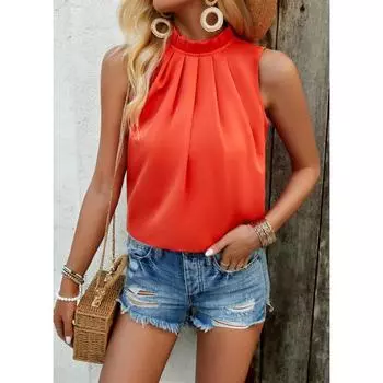 Элегантный весенне-летний однотонный топ без рукавов для женщин, пуловеры, блузки S белый