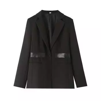 Элегантный винтажный офисный женский пиджак с отложным воротником и пуговицами, пальто с длинным рукавом, модные универсальные пиджаки для осени и зимы S чёрный