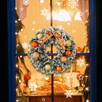Элегантный заснеженный рождественский венок с праздничными украшениями для входной двери 30cm