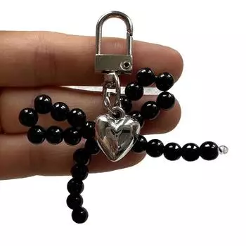 Элегантный жемчужный бант сердце подвеска подвеска сумочка подвеска брелок аксессуар сплав мода ключ ювелирные изделия чёрный