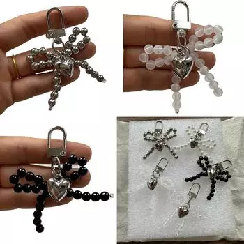Элегантный жемчужный бант сердце подвеска подвеска сумочка подвеска брелок аксессуар сплав мода ключ ювелирные изделия серебряный