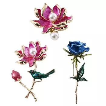 Элегантный жемчужный лотос воротник булавки украшение рюкзак женские броши корейские значки булавка цветок розы C