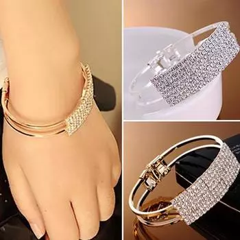 Элегантный женский браслет-браслет-манжета Bling Lady Gift 10 золотой