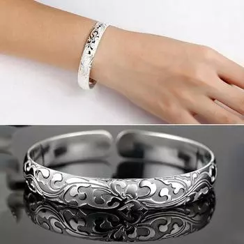 Элегантный женский браслет с цветочным принтом, открытый браслет-манжета, ювелирный подарок null