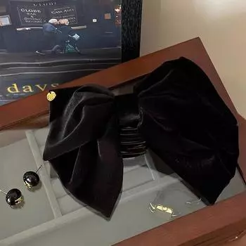 Элегантный женский черный бархатный бант для волос краб для девочек заколки для волос для хвостика корейская леди однотонные заколки для волос винтажные аксессуары для волос Size fits all