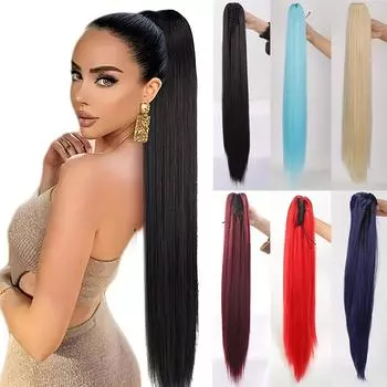 Элегантный женский длинный прямой хвост с прочной заколкой – универсальная и полноценная прическа для всех, модный стиль с пышной ручкой