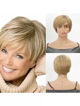Элегантный женский короткий парик светло-золотистого цвета с натуральным прямым дышащим париком из внутренней сетки, подходит для повседневной женской одежды