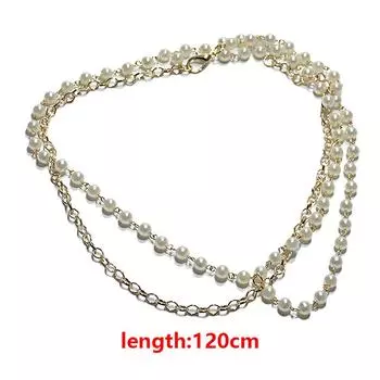 Элегантный женский пояс с искусственным жемчугом, ремни с цепочкой из сплава, белая цепочка с искусственным жемчугом