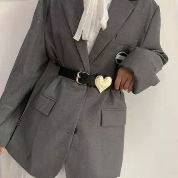 Элегантный женский пояс с пряжкой в форме сердца из ПУ и стильной цепочкой Black Heart