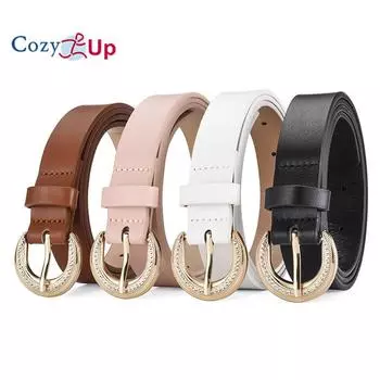 Элегантный женский ремень с золотой пряжкой и инкрустацией стразами 106x2.4cm чёрный