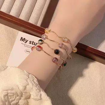 Элегантный женский стеклянный браслет высшего качества: Простой, универсальный и модный новый китайский стиль S620 b золотой