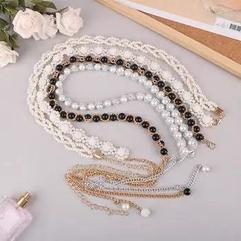 Элегантный женский жемчужный пояс с эластичной пряжкой и цепочкой из жемчуга, женская одежда, аксессуары as the picture