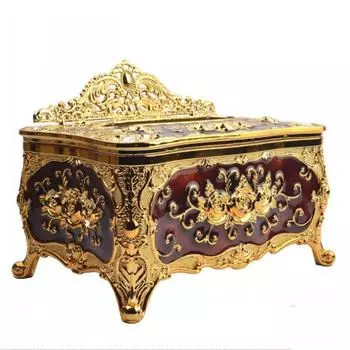 Элегантный золотой чехол для салфеток, шикарный чехол для салфеток, держатель для отеля, органайзер для домашнего декора красный