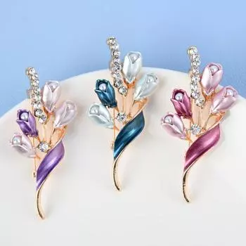 Элегантный золотой цветок тюльпан брошь сладкие цветы булавка подарок для женщин свадьба помолвка вечеринка ювелирные изделия подарки розовый