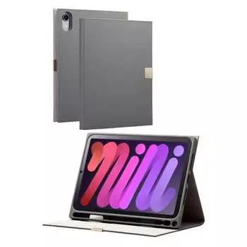 ЭЛЕКОМ iPad mini7 (А17 Про 2024) Чехол-книжка mini6 6-го поколения из мягкой кожи для хранения Apple Pencil со свободным углом наклона, угольно-серый TB-A23SWVJMGY