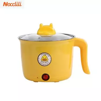 Электрическая 1,8 л кухонная машина Hot Pot с антипригарным покрытием для приготовления пищи на 1-2 персоны, одинарная бытовая кастрюля, мини-многофункциональная электрическая плита для дома us жёлтый