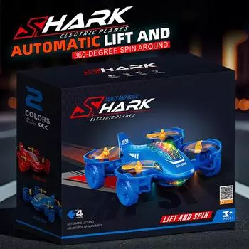 Электрическая акула, игрушечные самолеты, устойчивые к падениям с подсветкой, игрушечные электрические бионические самолеты синий