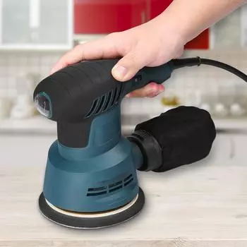 Электрическая эксцентриковая шлифовальная машинка 300 Вт, 5-дюймовая шлифовальная плита 125 мм, электрическая шлифовальная машинка с пылесборником, 6 скоростей регулировки, полировальная машина для автомобилей