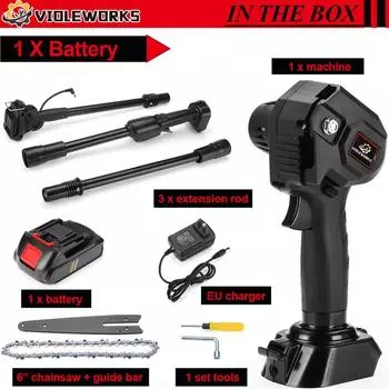 Электрическая бензопила с телескопической стойкой 2 в 1, 24 В, 7500 мАч, литий-ионный аккумулятор, беспроводной инструмент для обрезки садовых деревьев, пила с высокой веткой для Makita 18 В 1*Battery