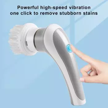 Электрическая беспроводная щетка для чистки с мощным двигателем, вращающаяся на 360 градусов, ручная щетка для чистки плитки и пола белый