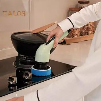 Электрическая беспроводная щетка для чистки с регулируемой ручкой, сменные насадки, очиститель ванны для ванной, эффективная работа по дому C белый