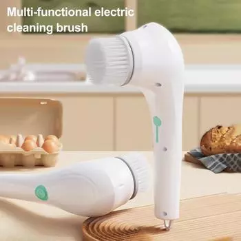 Электрическая беспроводная щетка для чистки Spin Scrubber с аккумулятором и 5 сменными насадками, мощная