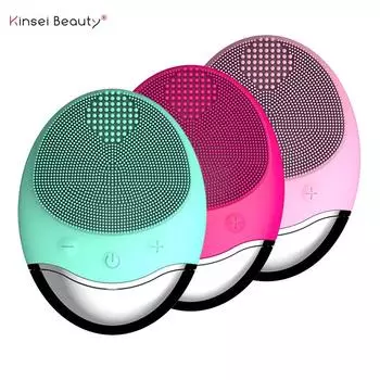 Электрическая беспроводная щетка для очищения лица, силиконовая щетка для мытья лица, чистящие щетки, импортный анион, бамбуковый уголь, чистка лица ярко-розовый