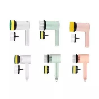 Электрическая беспроводная вращающаяся щетка для мытья посуды, ручная щетка для душа с 2 насадками, прочная