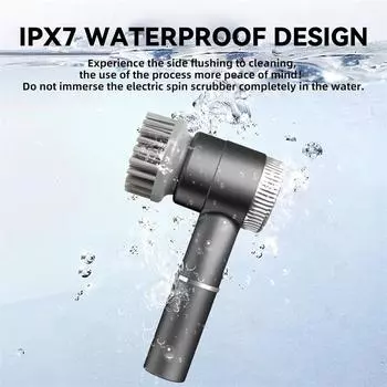 Электрическая беспроводная вращающаяся скрубберная машина, водонепроницаемая для всего корпуса IPX7, скруббер для ванной комнаты с дисплеем мощности, 3 скорости и макс. 2400 об/мин синий