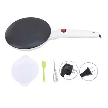 Электрическая блинница 8 дюймов с антипригарным покрытием, сковорода для блинов с автоматическим контролем температуры и длинной ручкой US Plug 220V