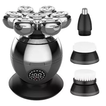 Электрическая бритва 7D для лысых мужчин - Бритвы современного дизайна - Электрический мужской набор для ухода за волосами - Высококачественная беспроводная и перезаряжаемая защита от защемления 5in1